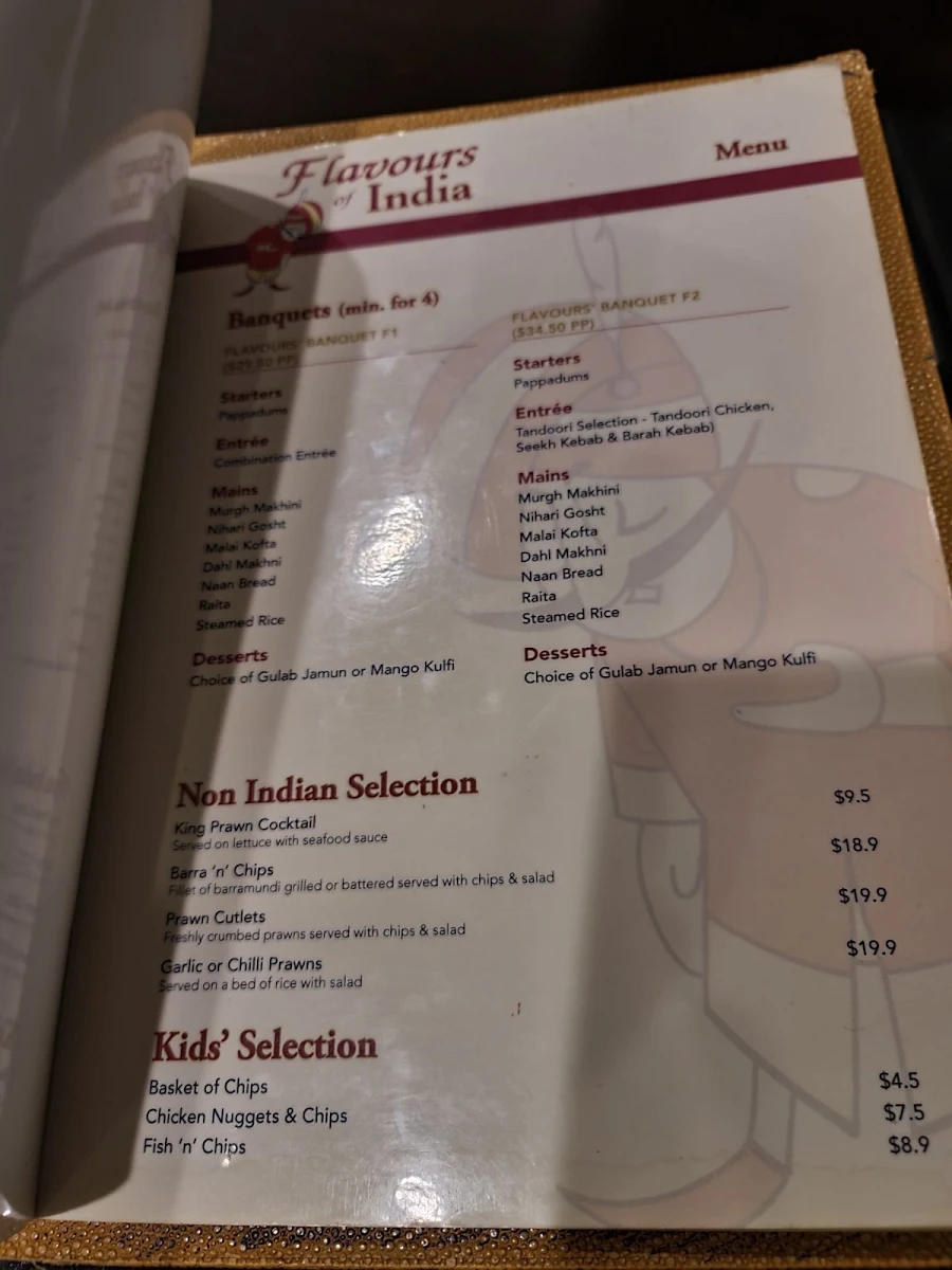 Menu, Flavours of India
