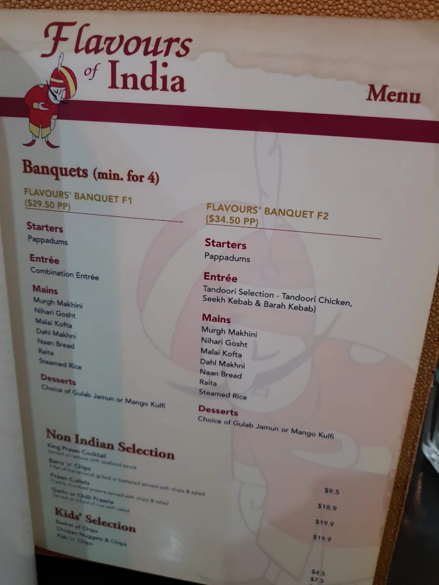 Menu, Flavours of India