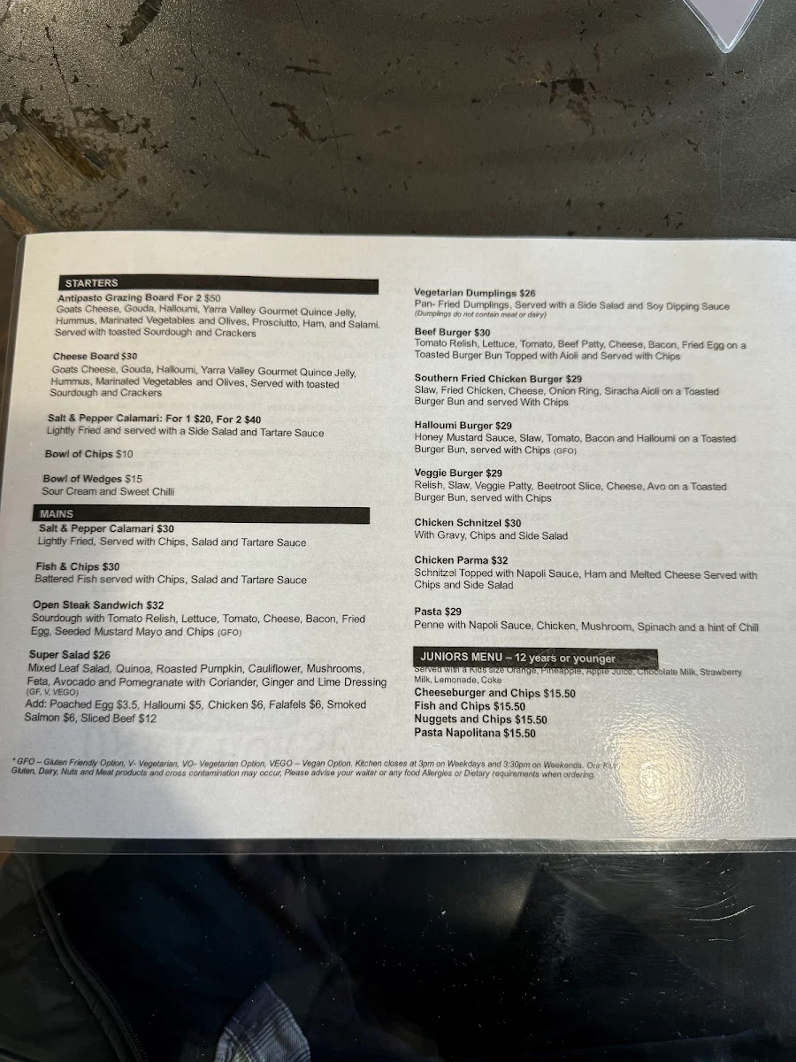 Menu, Dark Horse Cafe, Wine & Produce