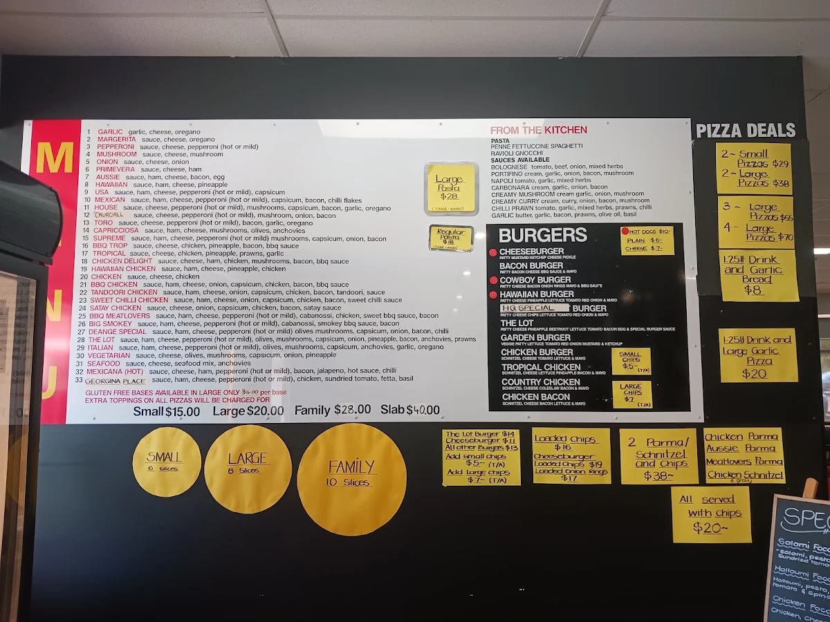 Menu, Pizza HQ Churchill
