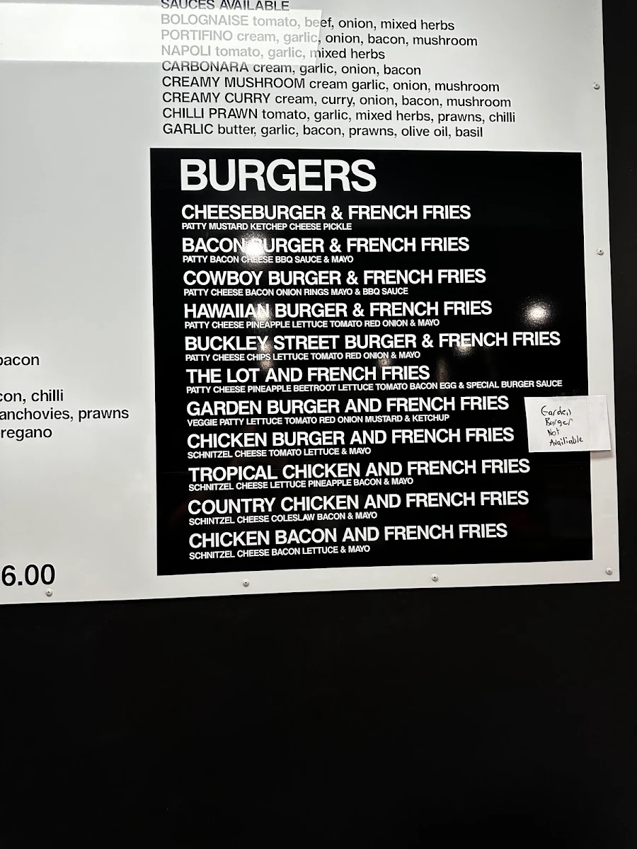Menu, Pizza HQ Churchill