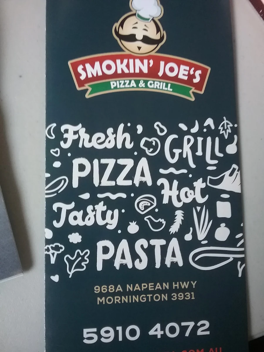 Menu, Smokin' Joe's Pizza & Grill - Mornington