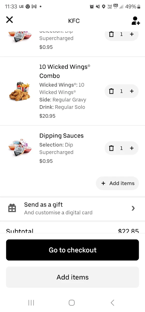 Menu, KFC Norwest