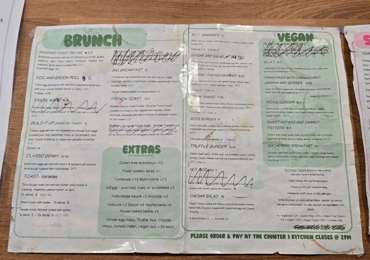 Menu, Fern and Me coffeehouse (Bean Junkie)