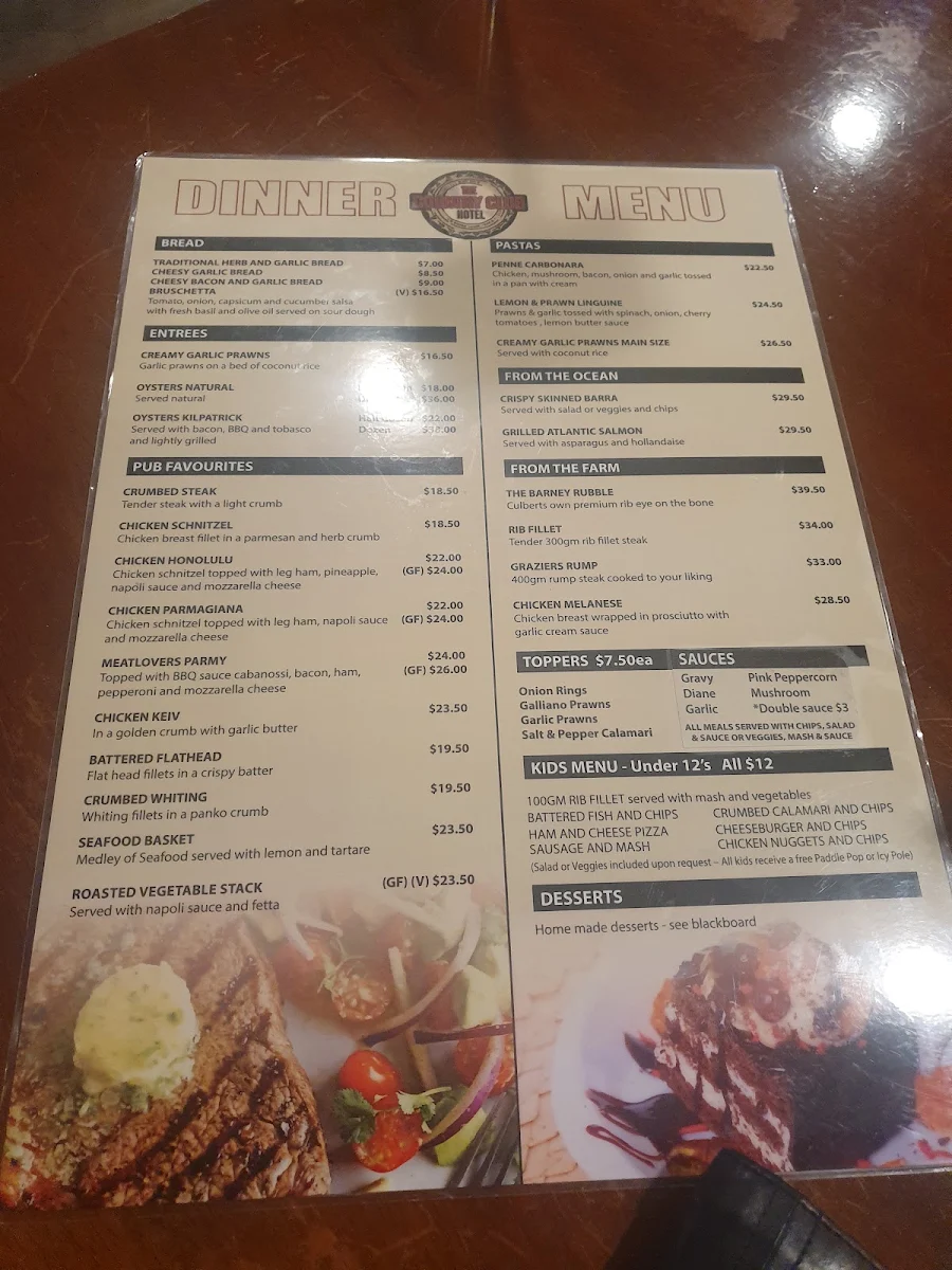 Menu, Dalby Hotel