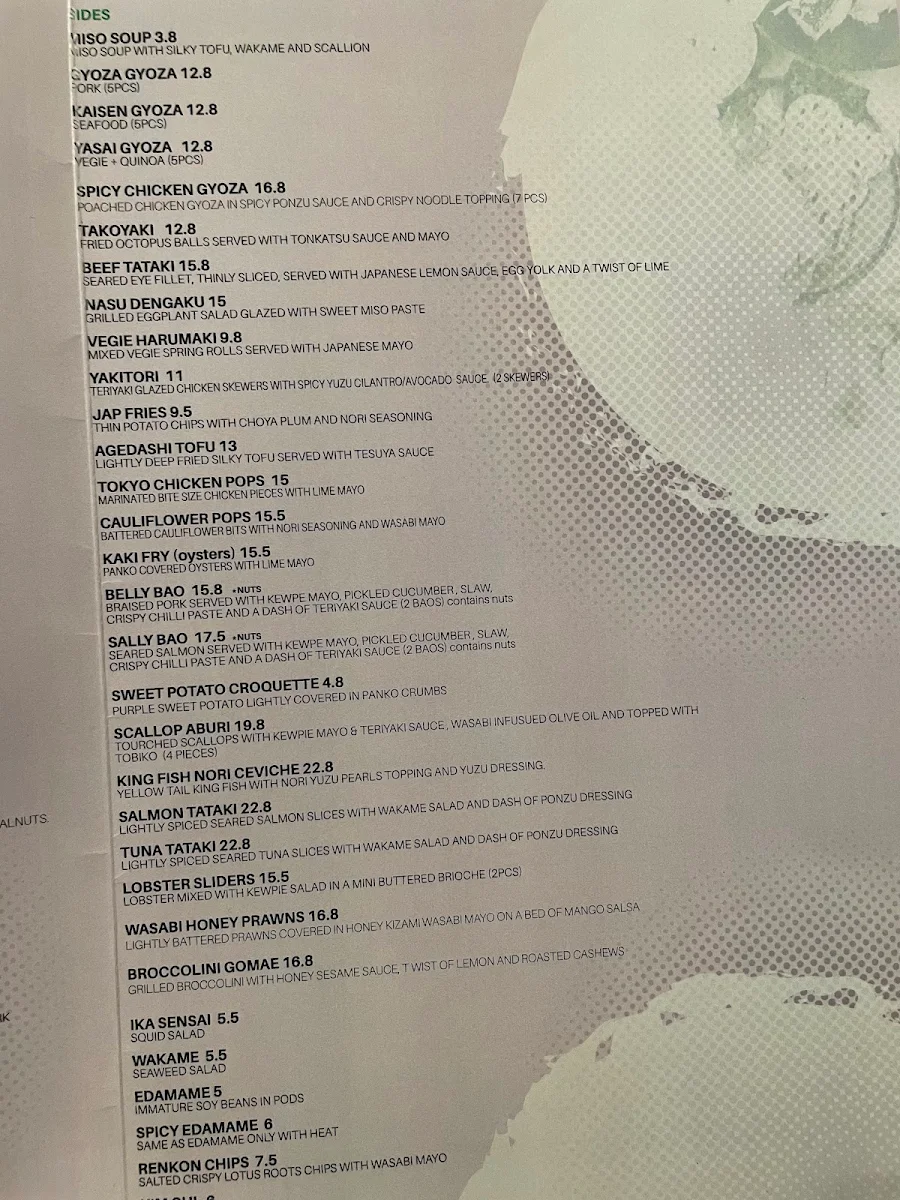 Menu, Infinite Wasabi