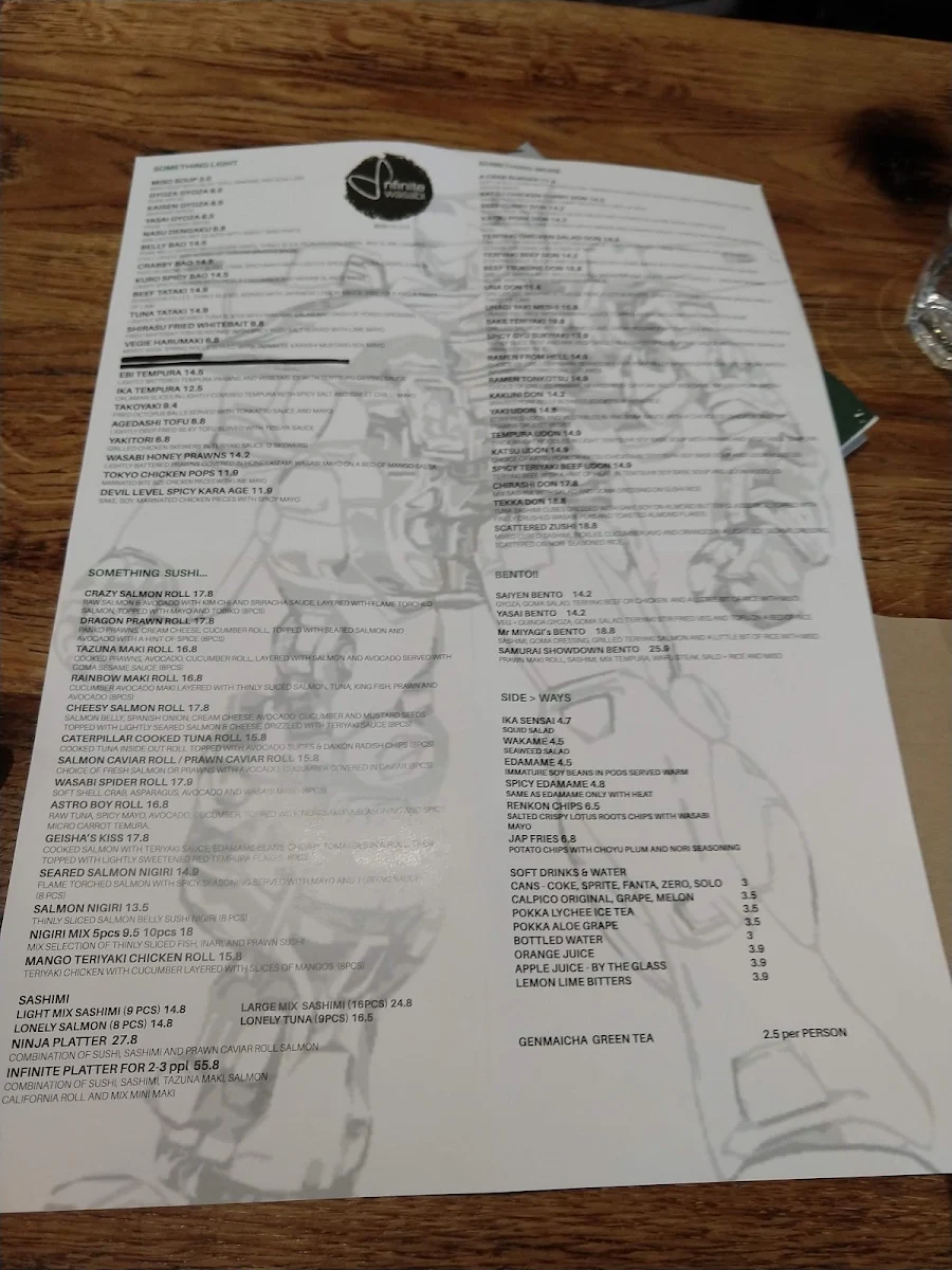 Menu, Infinite Wasabi