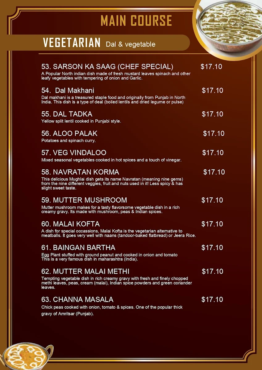 Menu, Ghazal Indian Restaurant – Buffet & Bar | Werribee