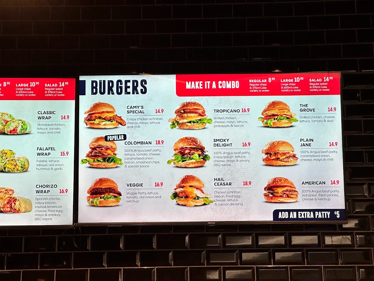 Menu, Camy's Chargrill Chicken Macquarie Centre