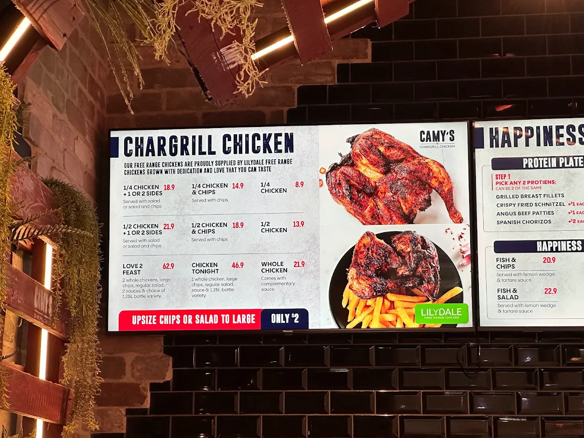 Menu, Camy's Chargrill Chicken Macquarie Centre
