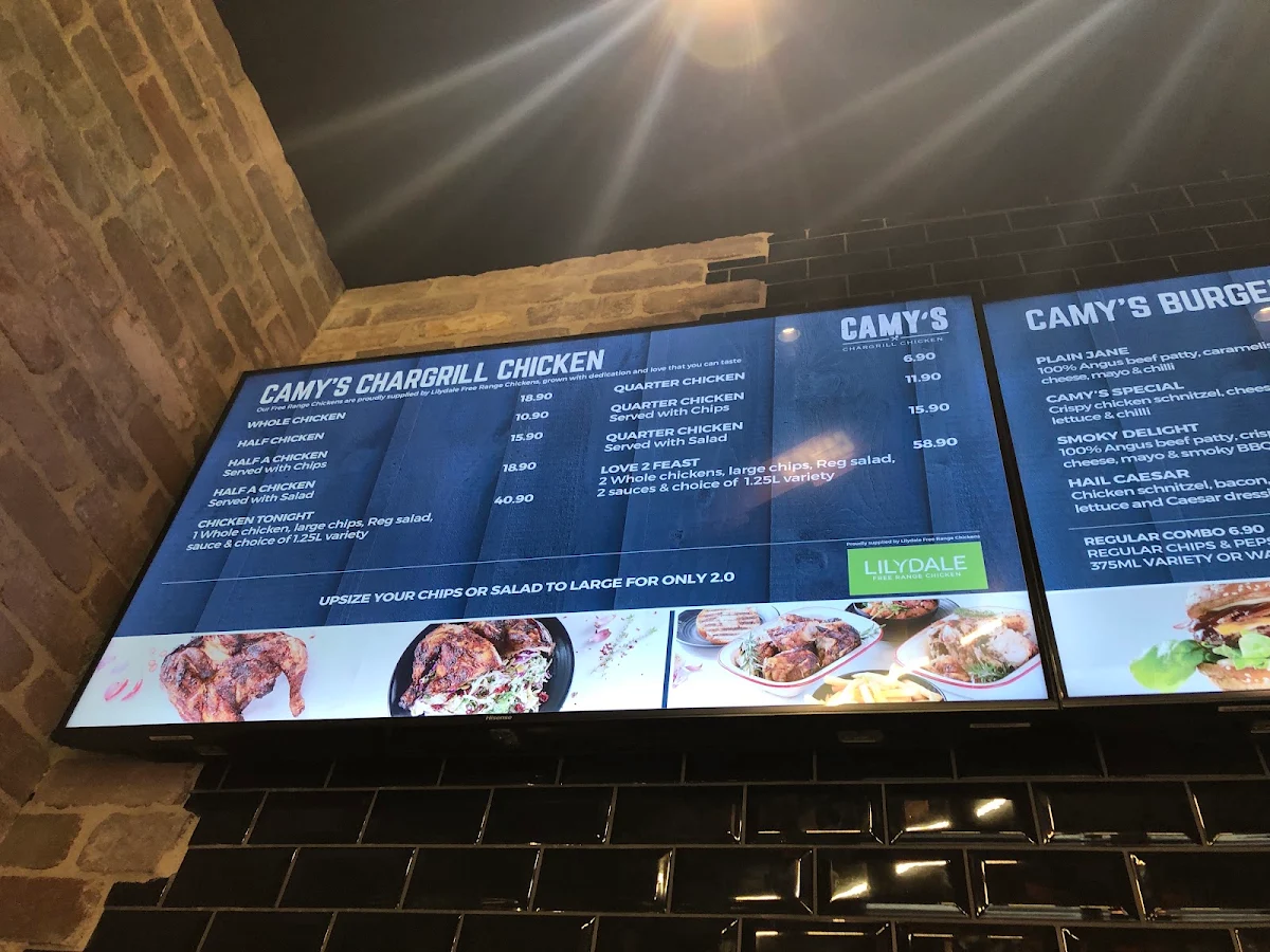 Menu, Camy's Chargrill Chicken Macquarie Centre