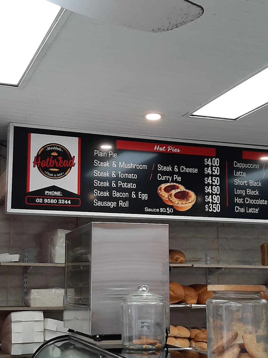 Menu, Mortdale Hot Bread