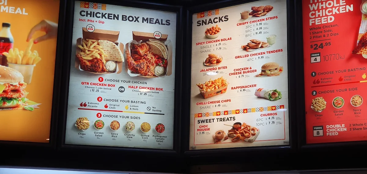 Menu, Oporto South Nowra