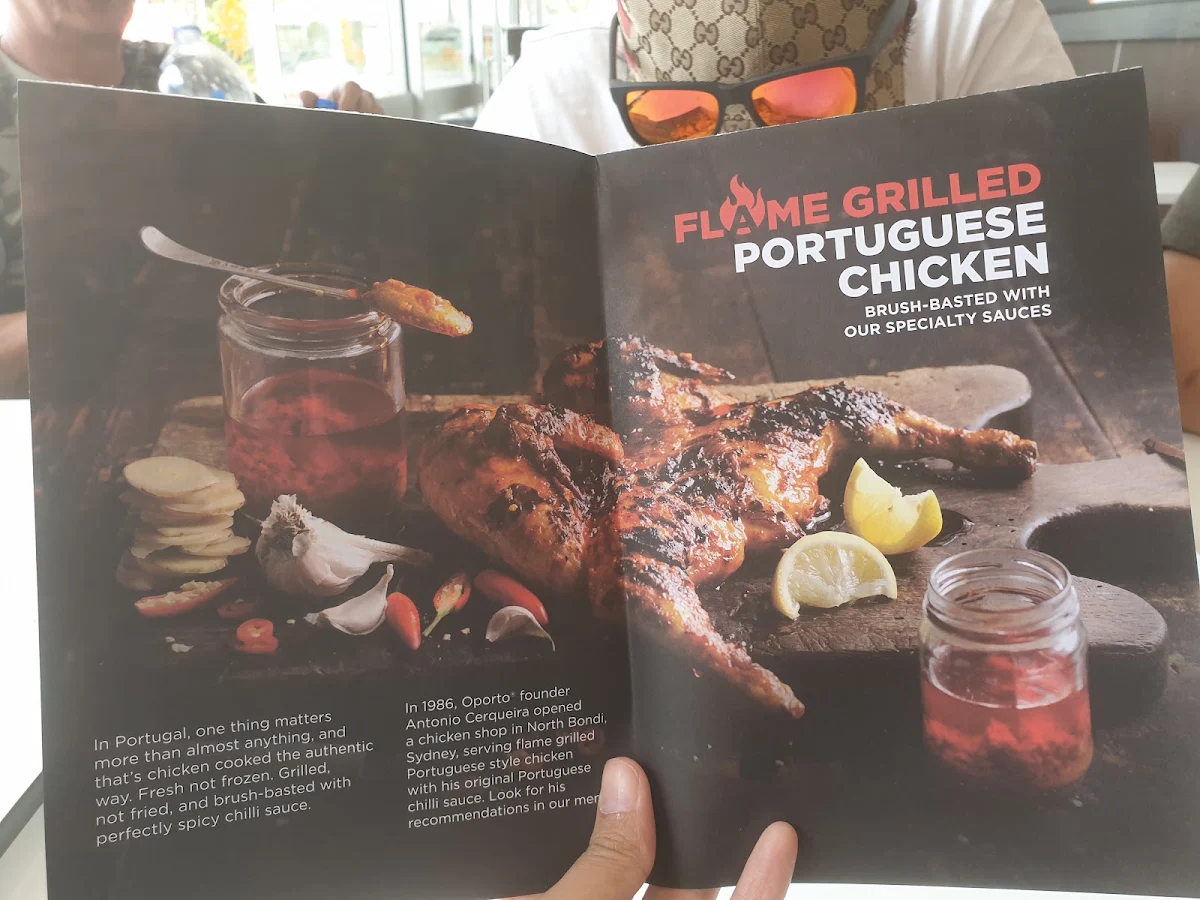 Menu, Oporto South Nowra