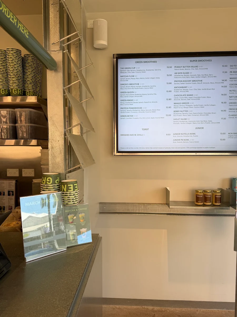 Menu, Green Cup
