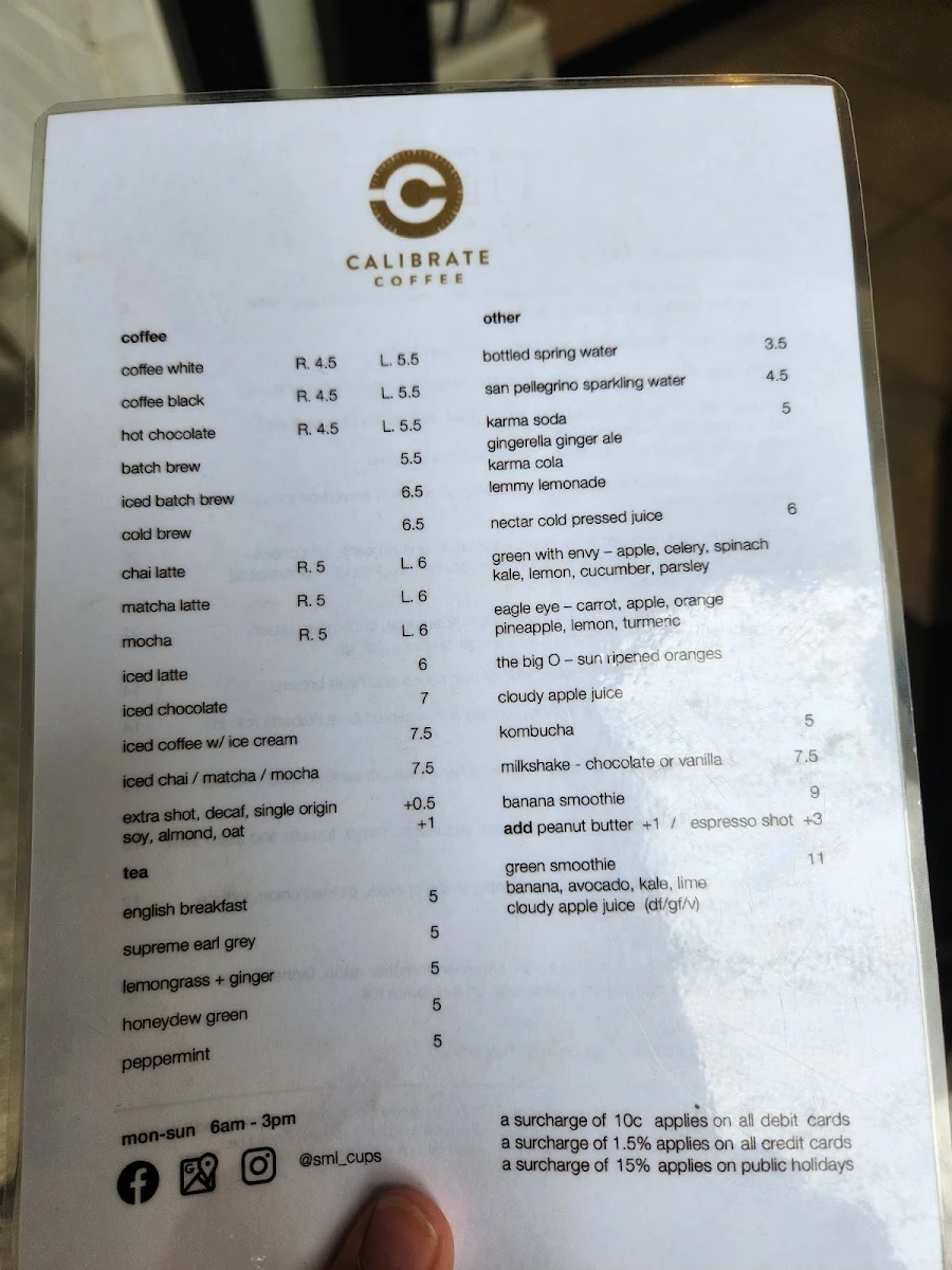 Menu, SML Cafe