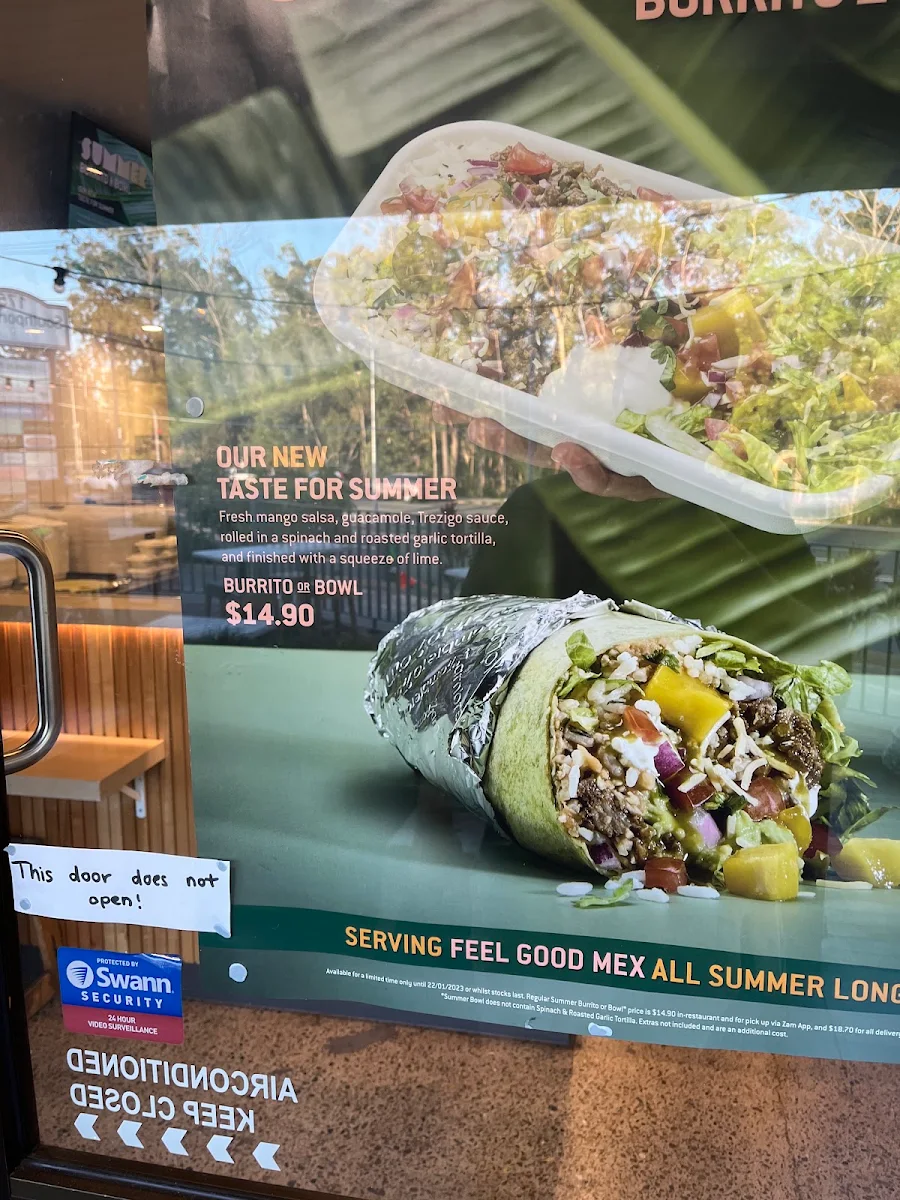 Menu, Zambrero Southport