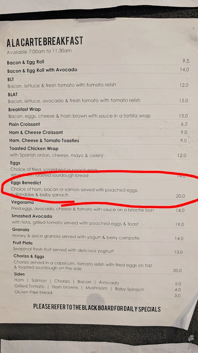 Menu, Brew and Brew Cafe 2CA