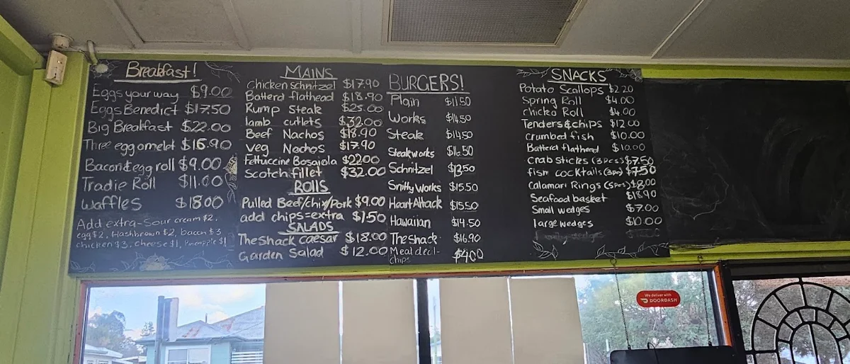 Menu, The Corner Shack