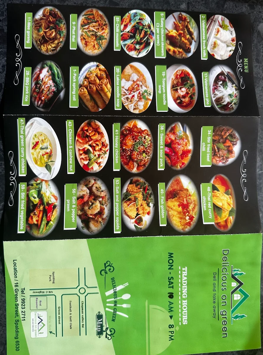 Menu, Green Street Take away ( Delicious on green )