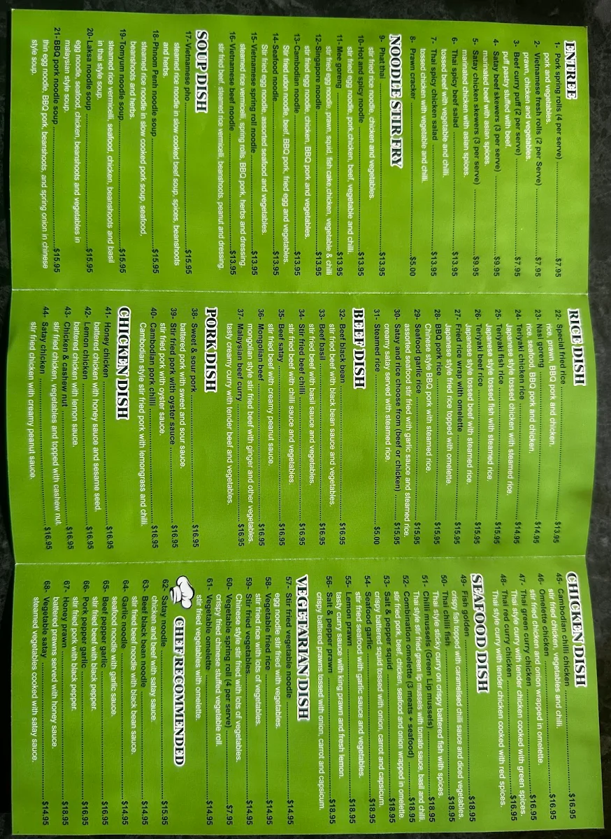 Menu, Green Street Take away ( Delicious on green )