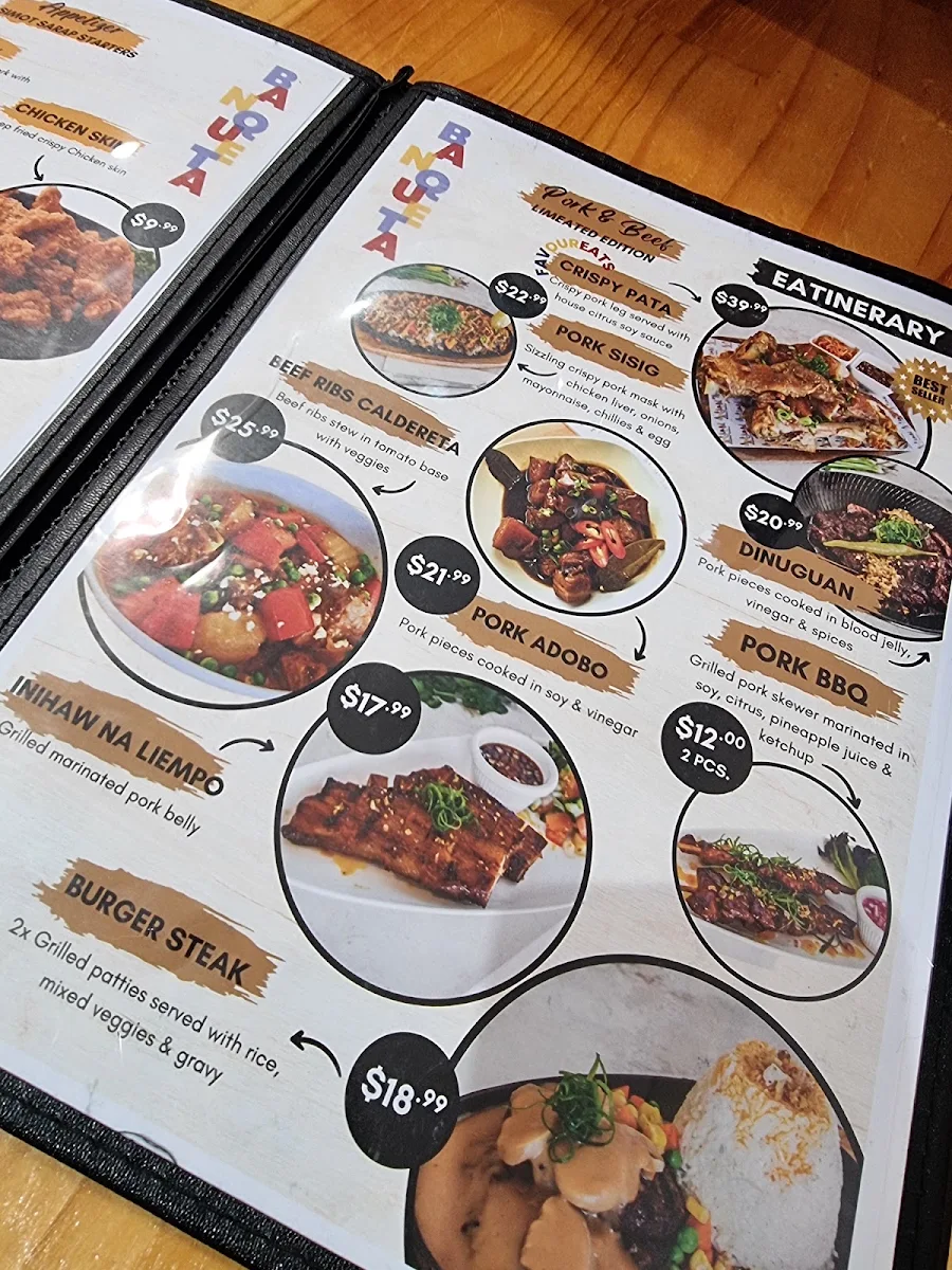 Menu, Banqueta
