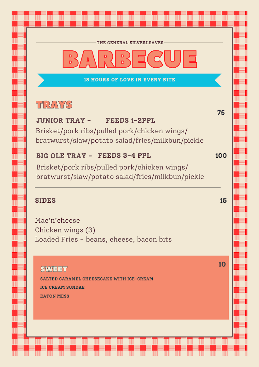 Menu, The Silverleaves Cafe and General Store