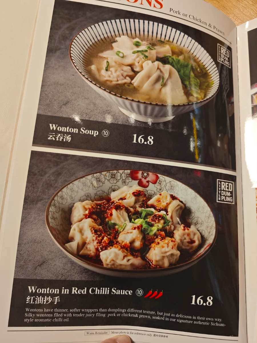 Menu, Little Red Dumpling Coomera