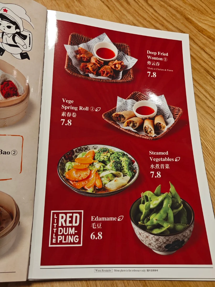 Menu, Little Red Dumpling Coomera