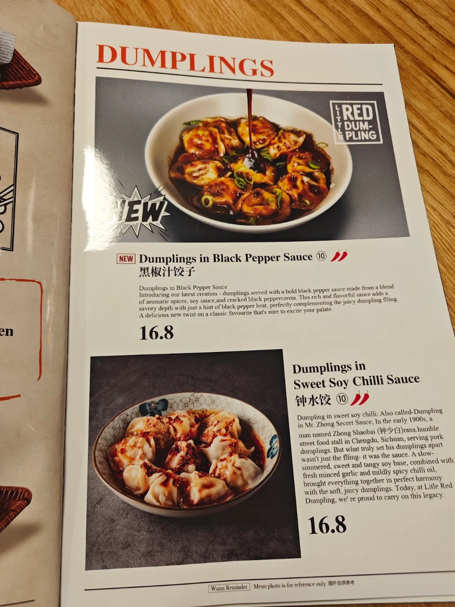 Menu, Little Red Dumpling Coomera