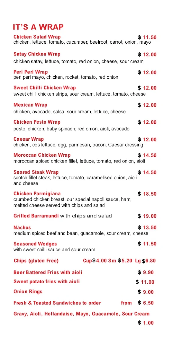 Menu, Bean & Gone Cafe