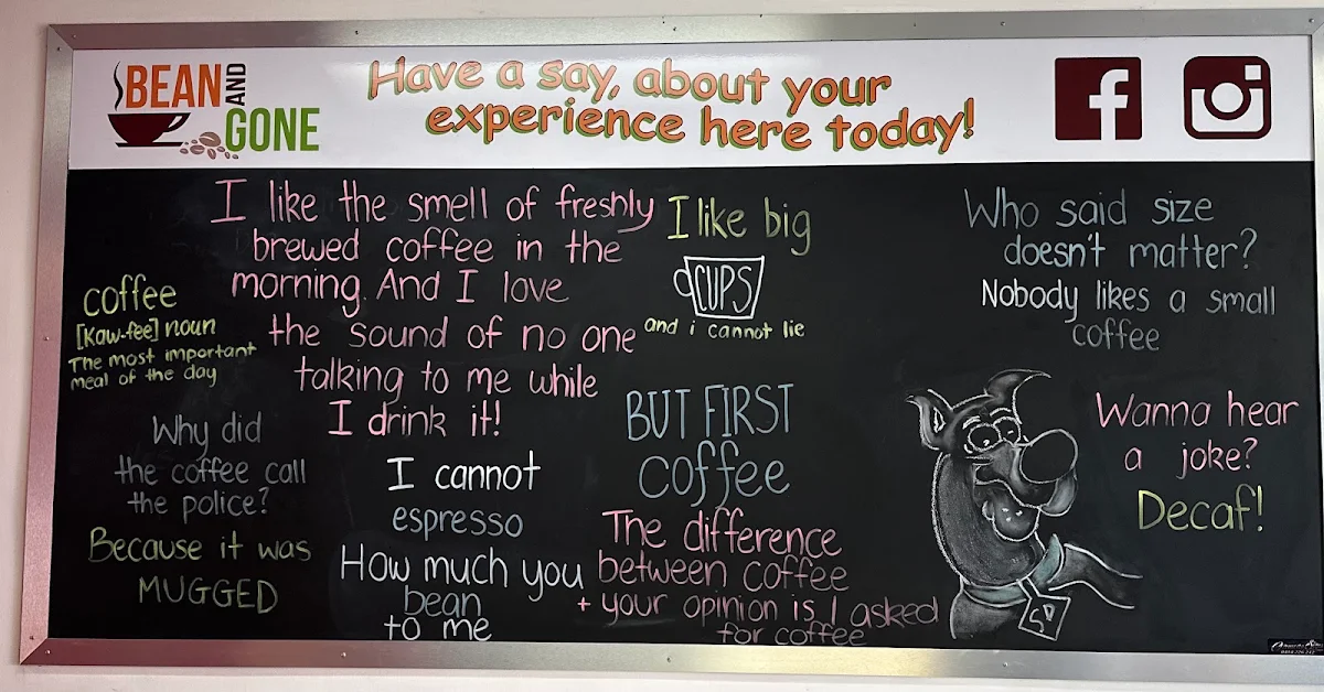 Menu, Bean & Gone Cafe
