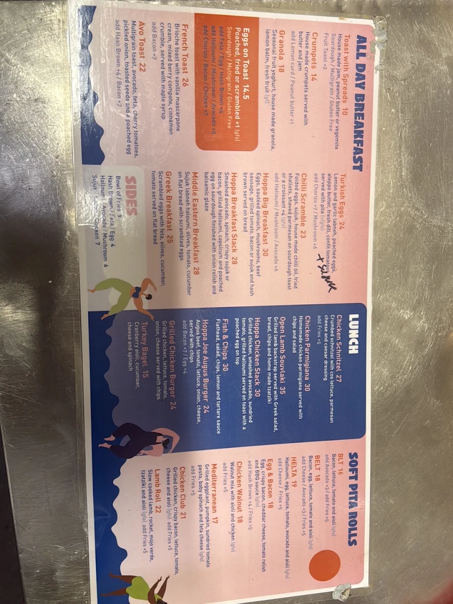 Menu, Hoppa and Joe