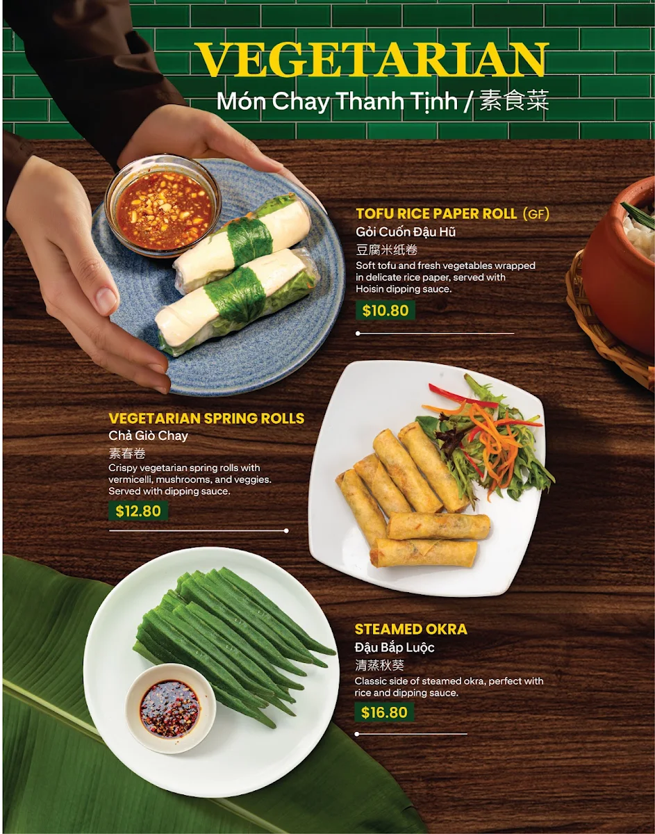 Menu, Tre Viet Restaurant