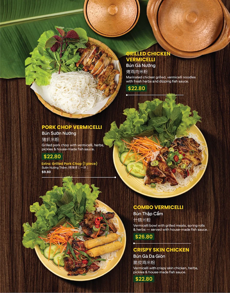 Menu, Tre Viet Restaurant