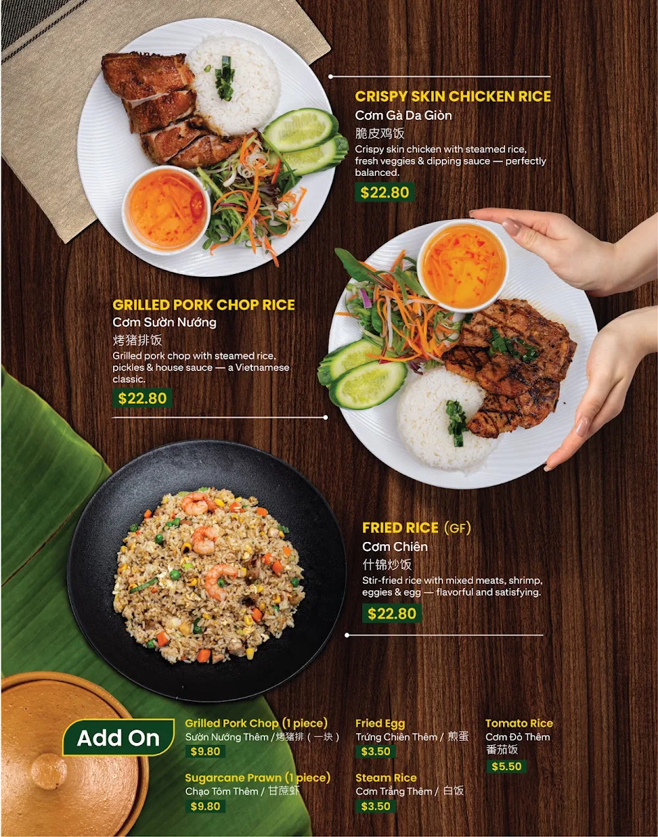 Menu, Tre Viet Restaurant