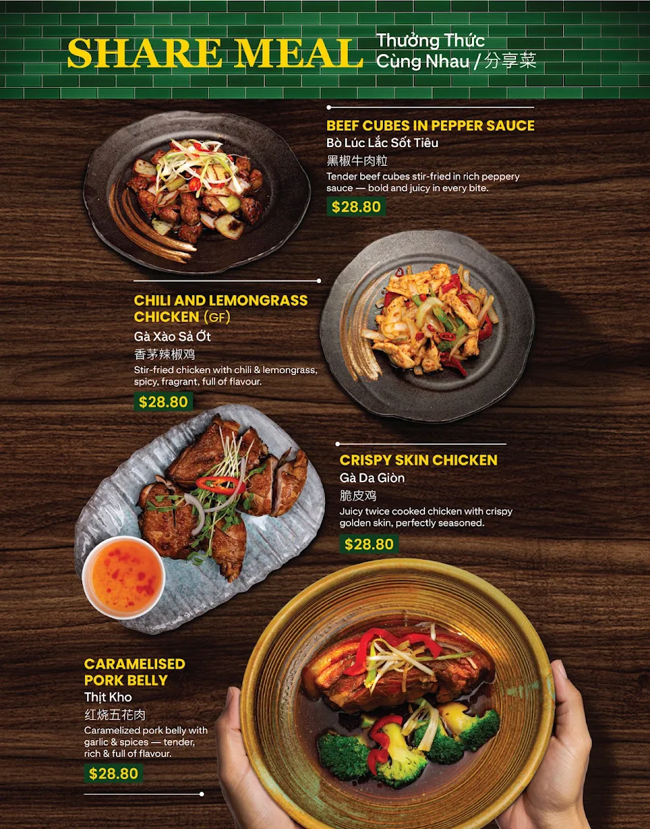 Menu, Tre Viet Restaurant