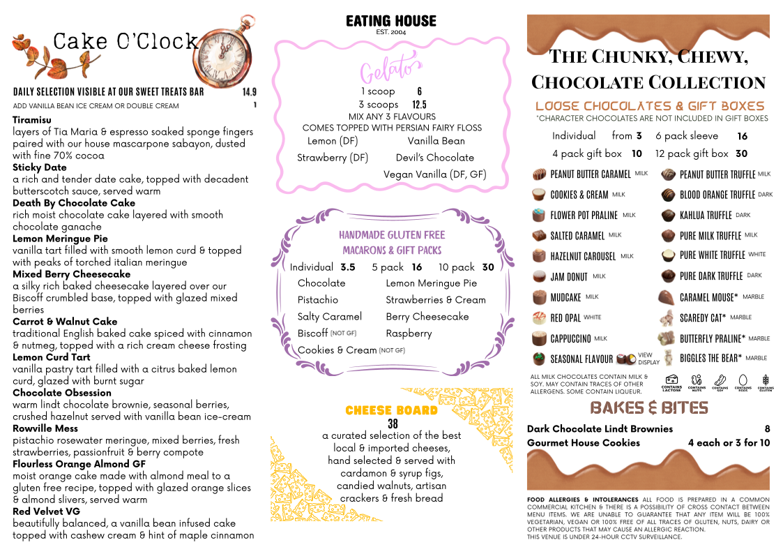 Menu, Eating House