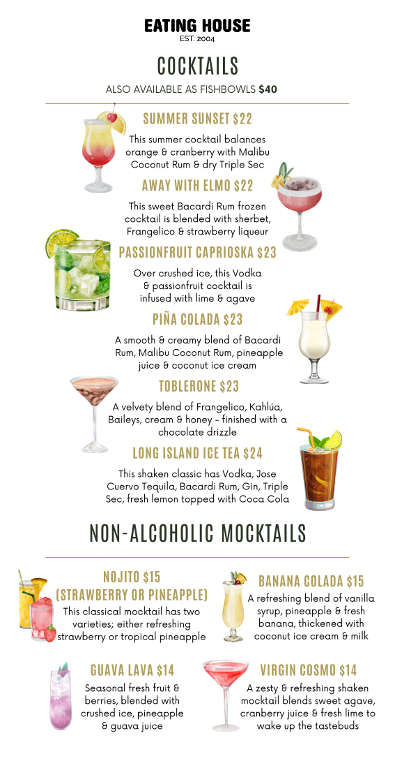 Menu, Eating House