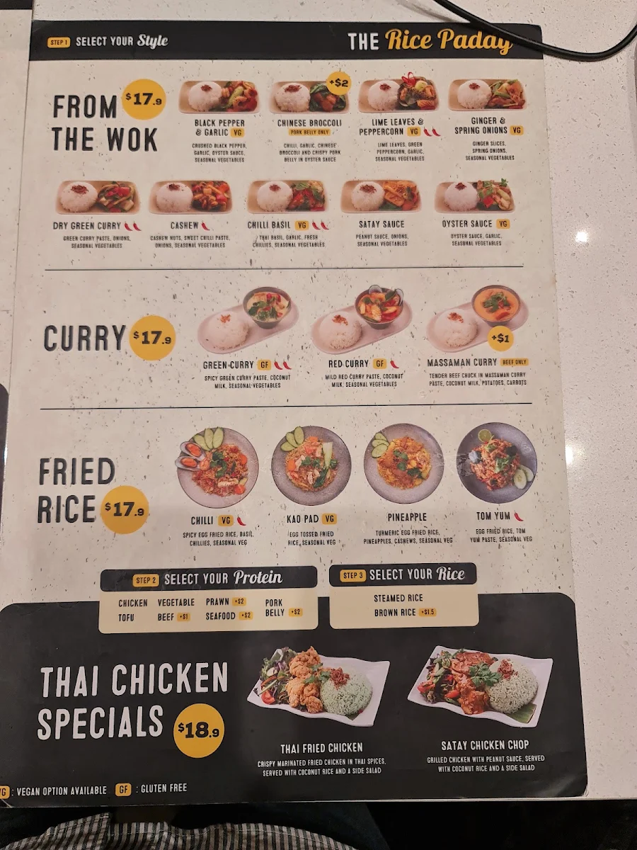 Menu, Thailander