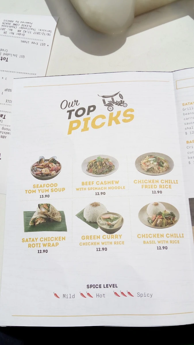 Menu, Thailander