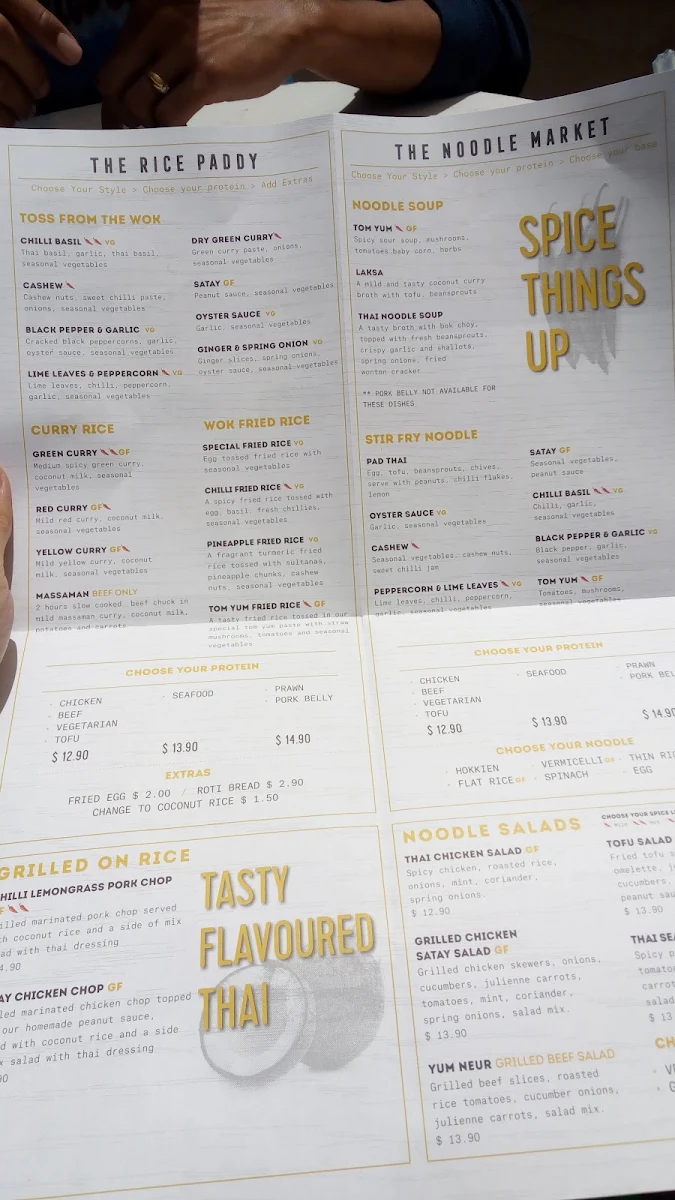 Menu, Thailander
