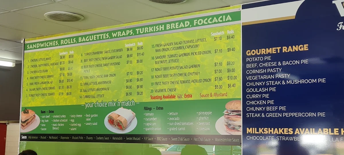 Menu, Jimbo's Snack Bar