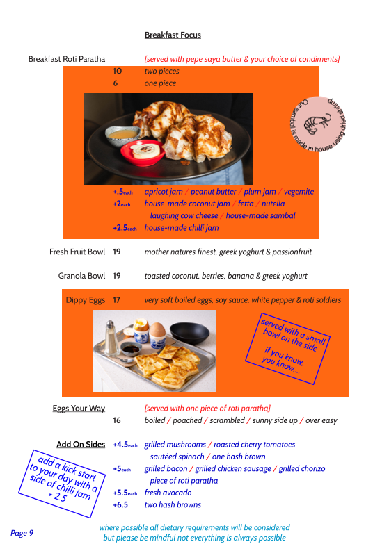 Menu, Kafe Kooks - The House Of Roti