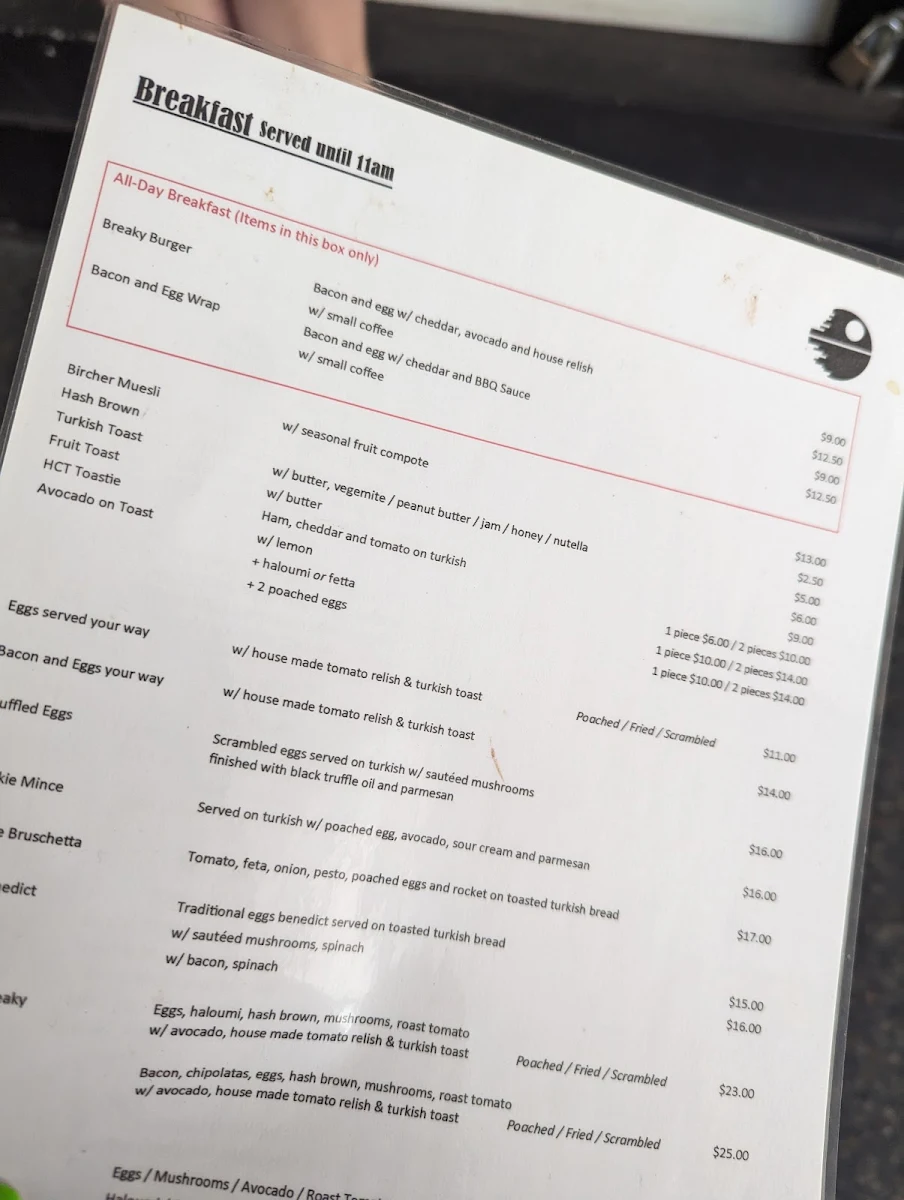 Menu, Death Star Canteen