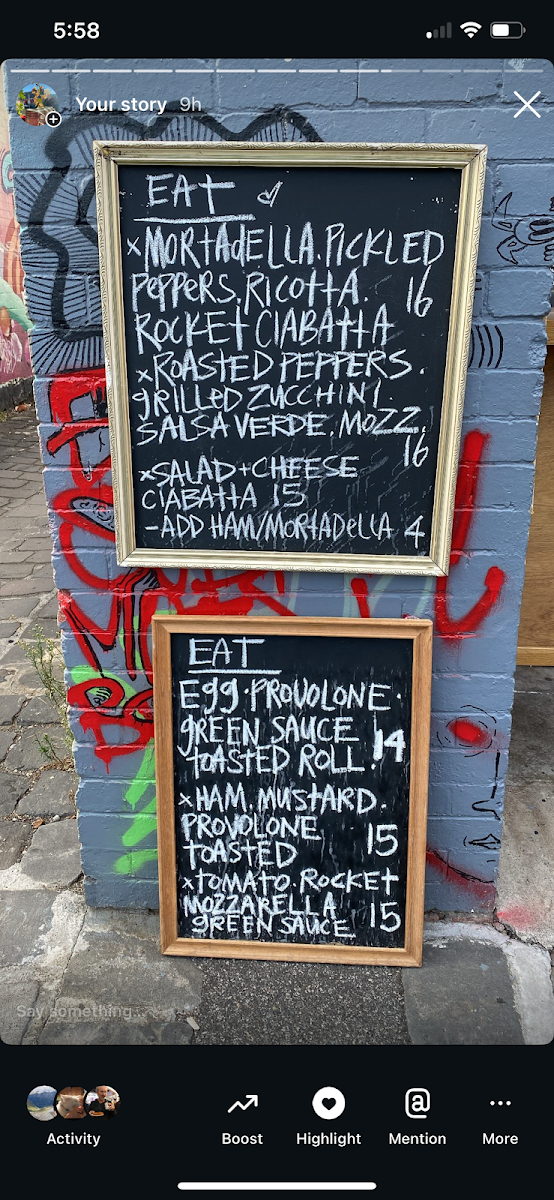 Menu, Coffee Bar Elsie