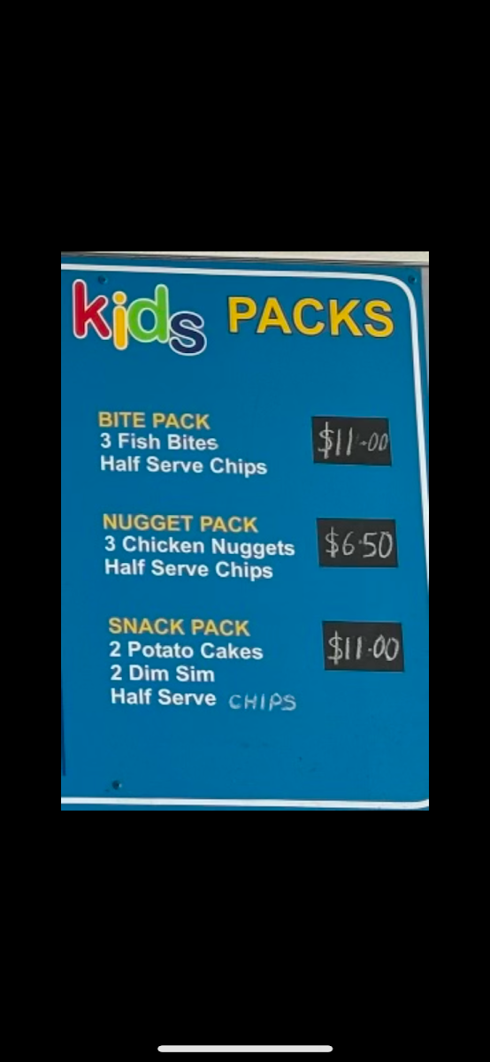 Menu, Captains Fish & Chips