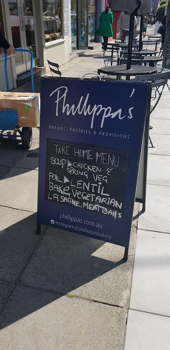 Menu, Phillippa's Bakery