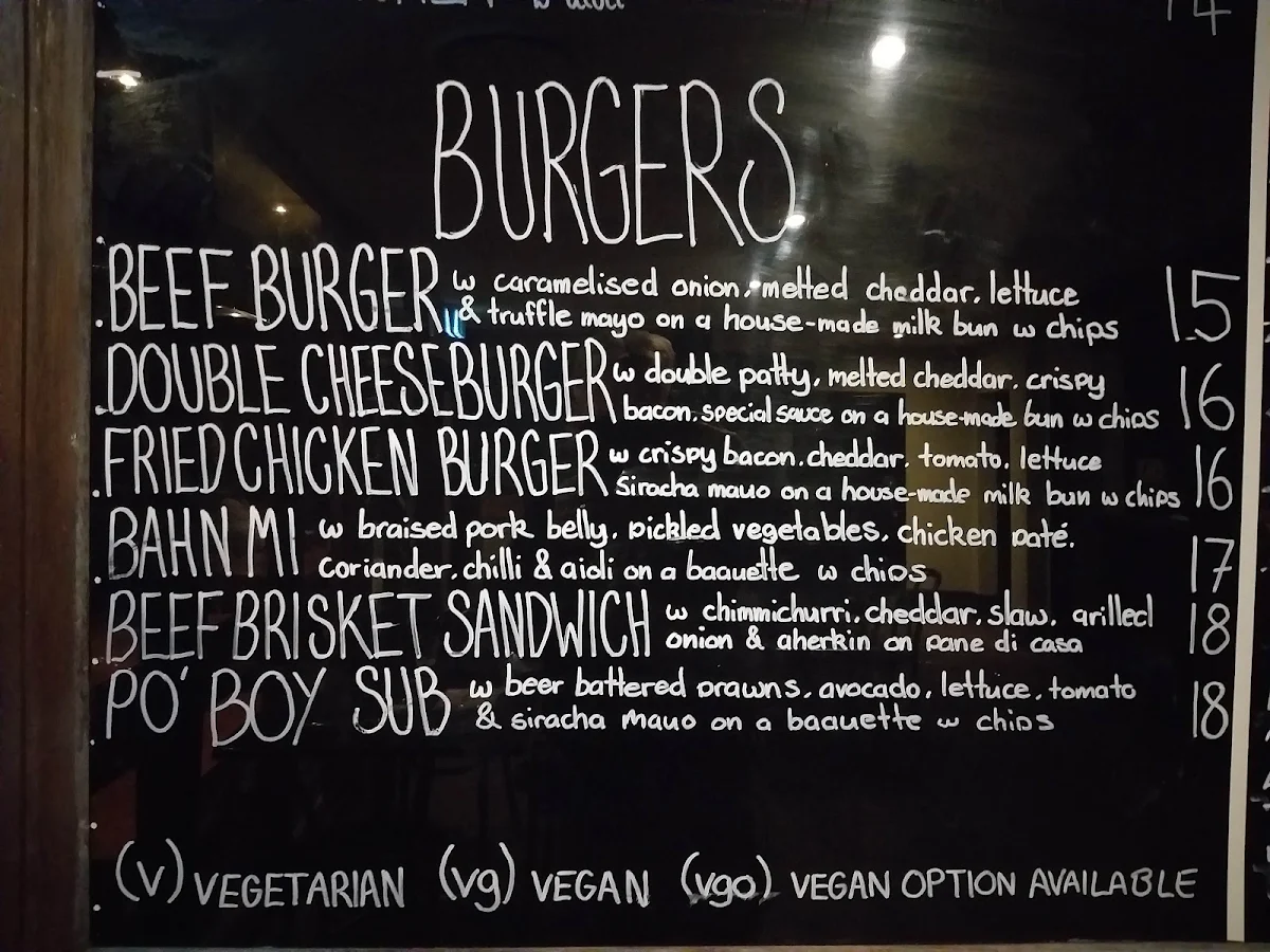 Menu, Iron Duke Hotel