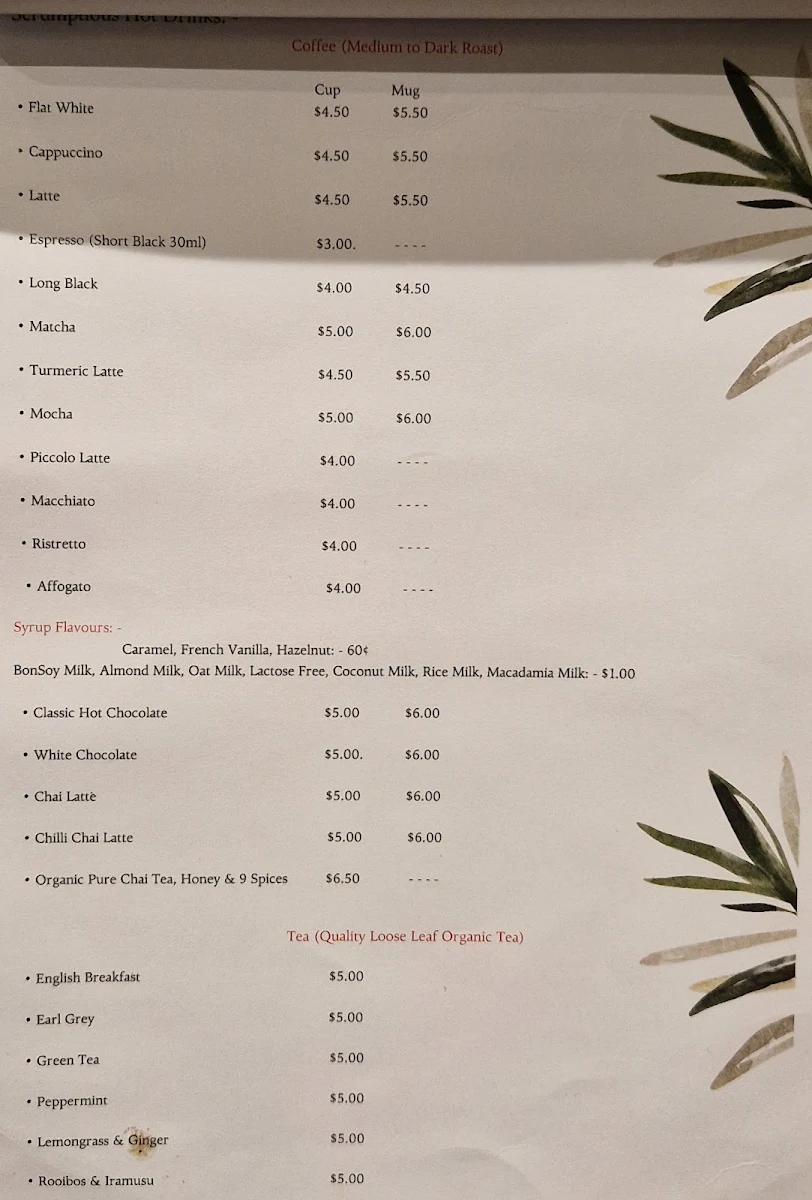 Menu, Scrumptious on Summer Cafe